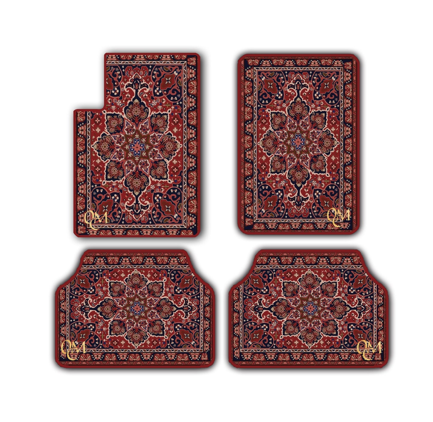 Jeu de tapis de voiture rouge - 4 pièces